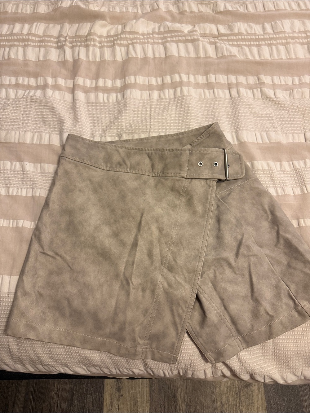 Free People NWT grey  Faux Suede Wrap Skirt with Buckle